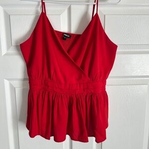 Express size L peplum ruffle tank in red